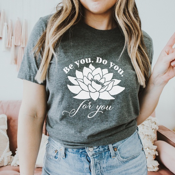 Tops - Be You Do You Lotus Crew Neck Short Sleeve Tee Shirt.